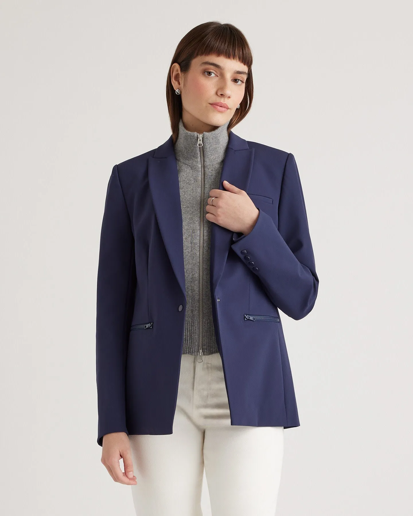 100% Mongolian Cashmere Ribbed Collar Blazer Insert