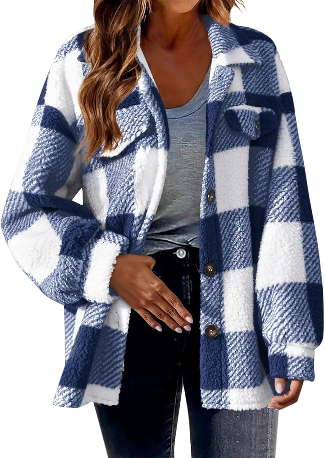 2023 Women Fleece Coats Trendy Winter Warm Jackets Comfort Soft Lightweight Fashion Fuzzy Outerwear Plus Size Zipper Hoodies