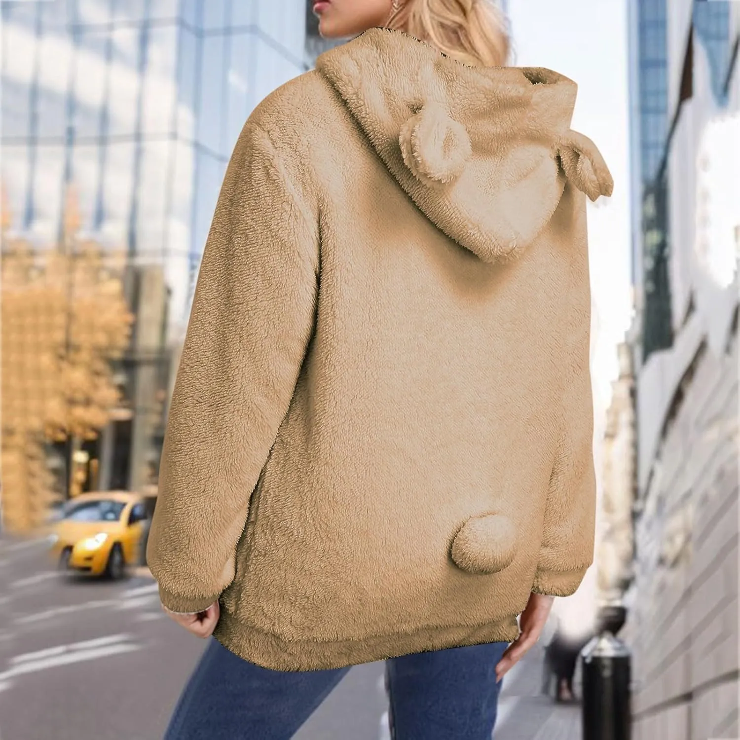 2023 Women Fleece Coats Trendy Winter Warm Jackets Comfort Soft Lightweight Fashion Fuzzy Outerwear Plus Size Zipper Hoodies
