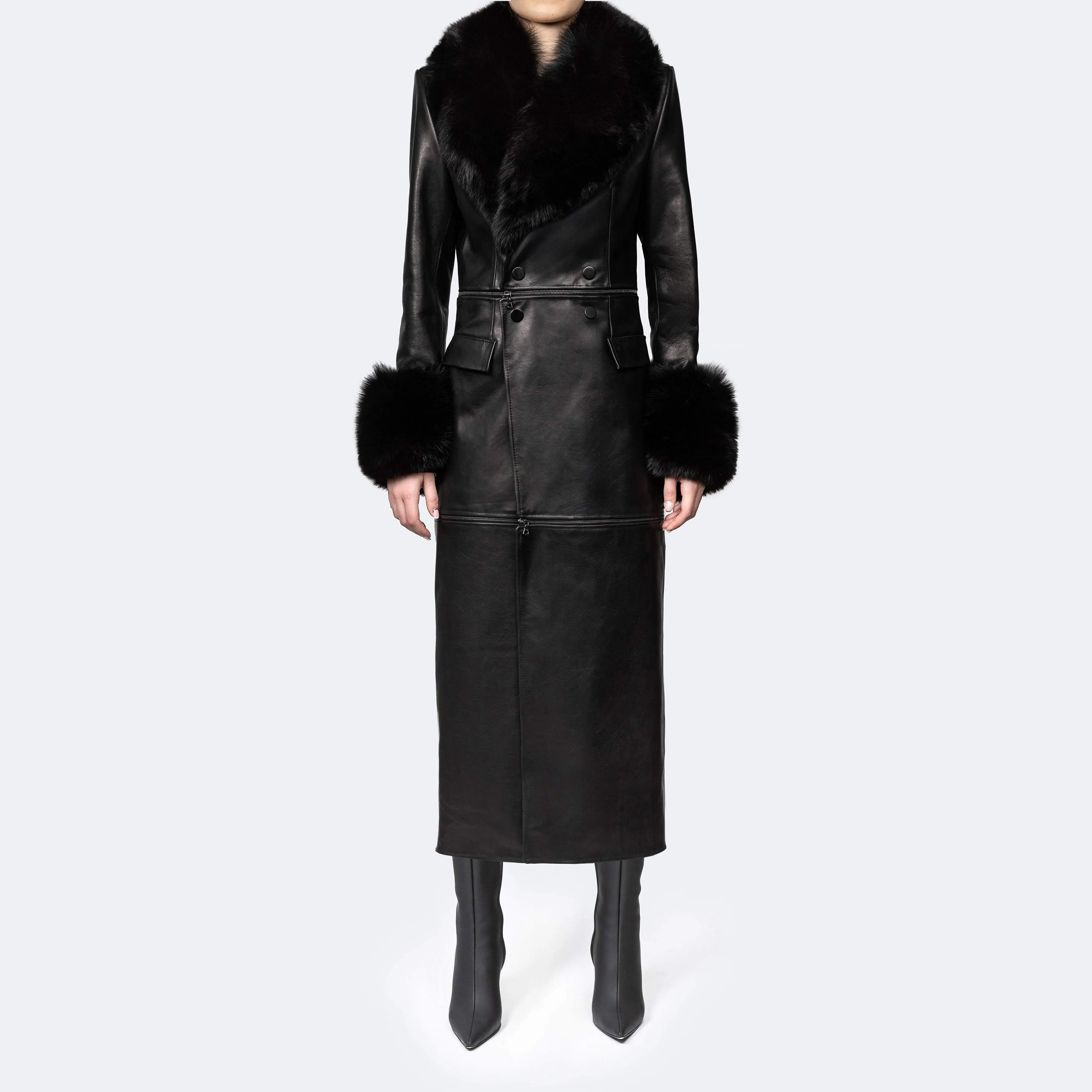 Adjustable women's leather multi-piece jacket