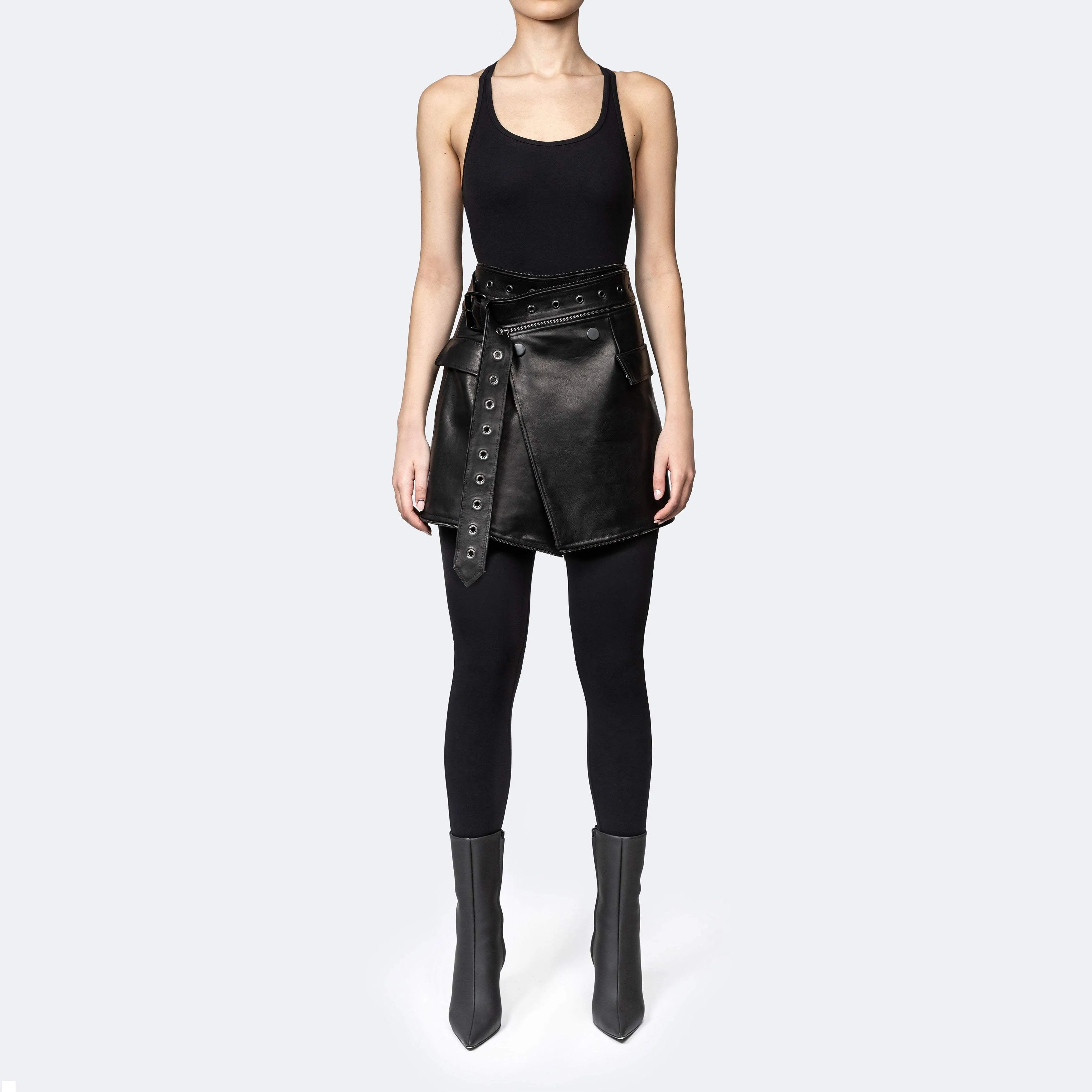 Adjustable women's leather multi-piece jacket