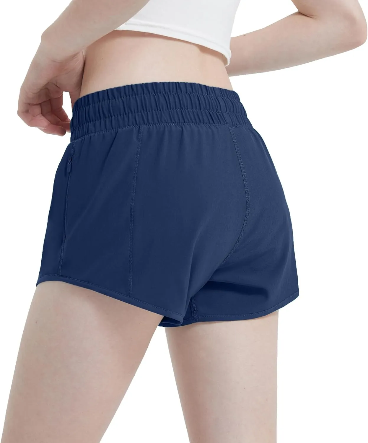 Aurefin Girls Lightweight Athletic Shorts, Quick Dry Running Shorts with Zip Pocket, Workout Sports Short for Teen Kids