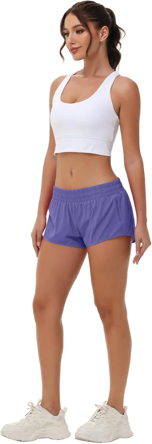 Aurefin Lightweight Athletic Shorts for Women, Quick Dry Running Shorts with Zip Pocket and Liner Womens Gym Workout Shorts