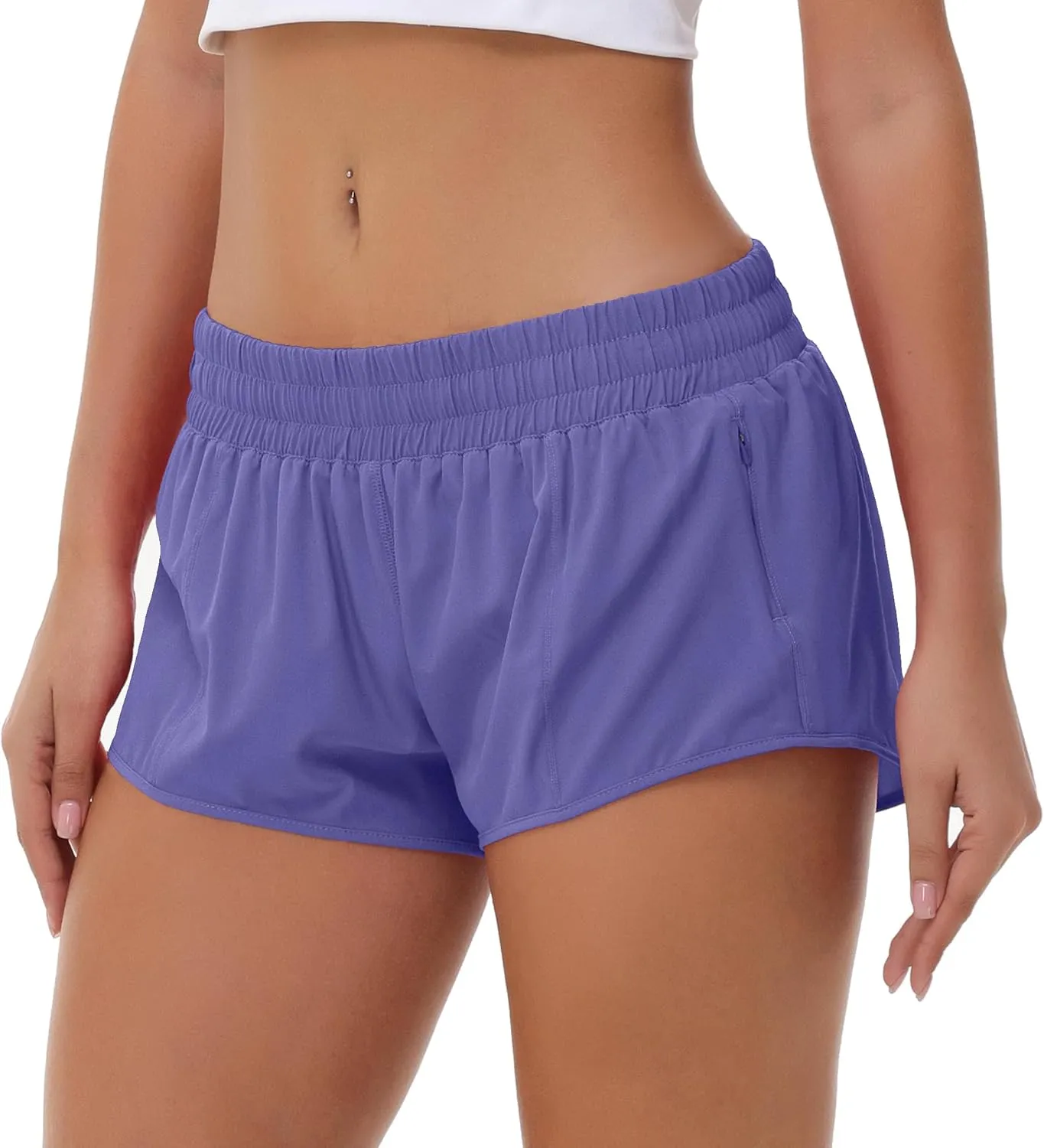 Aurefin Lightweight Athletic Shorts for Women, Quick Dry Running Shorts with Zip Pocket and Liner Womens Gym Workout Shorts