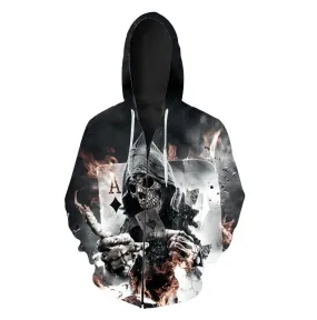 BFJmz Skeleton Death A 3D Printing Coat  Zipper Coat Leisure Sports Sweater Autumn And Winter