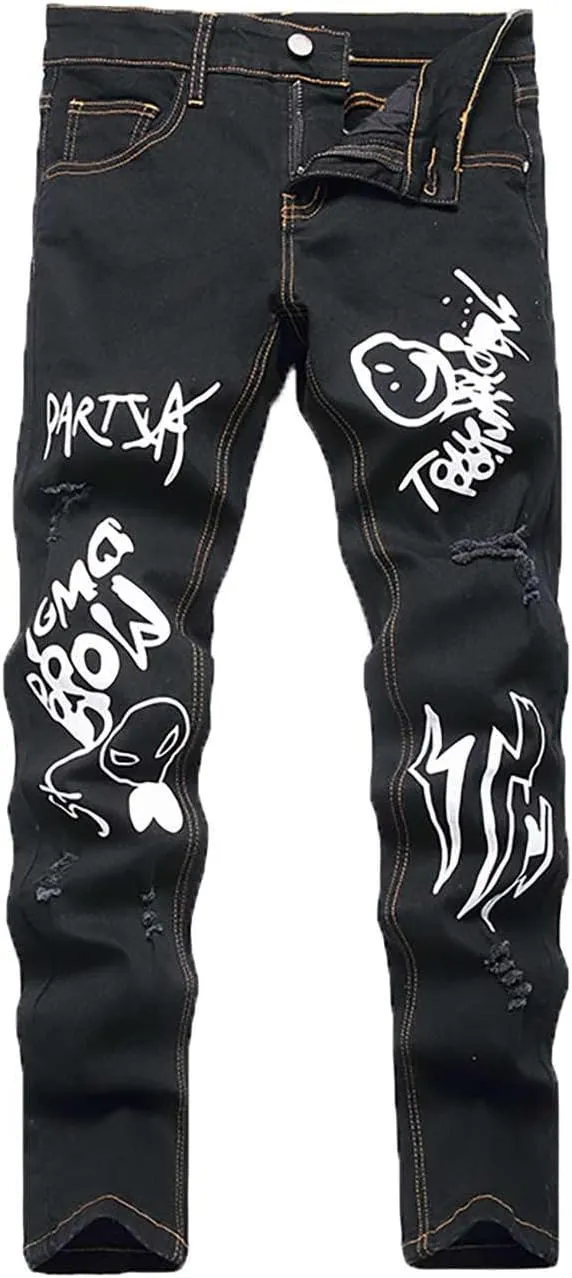 Boy's Jeans Pants Kids Ripped Skinny Jeans Casual Slim Fit Denim Jeans Trousers