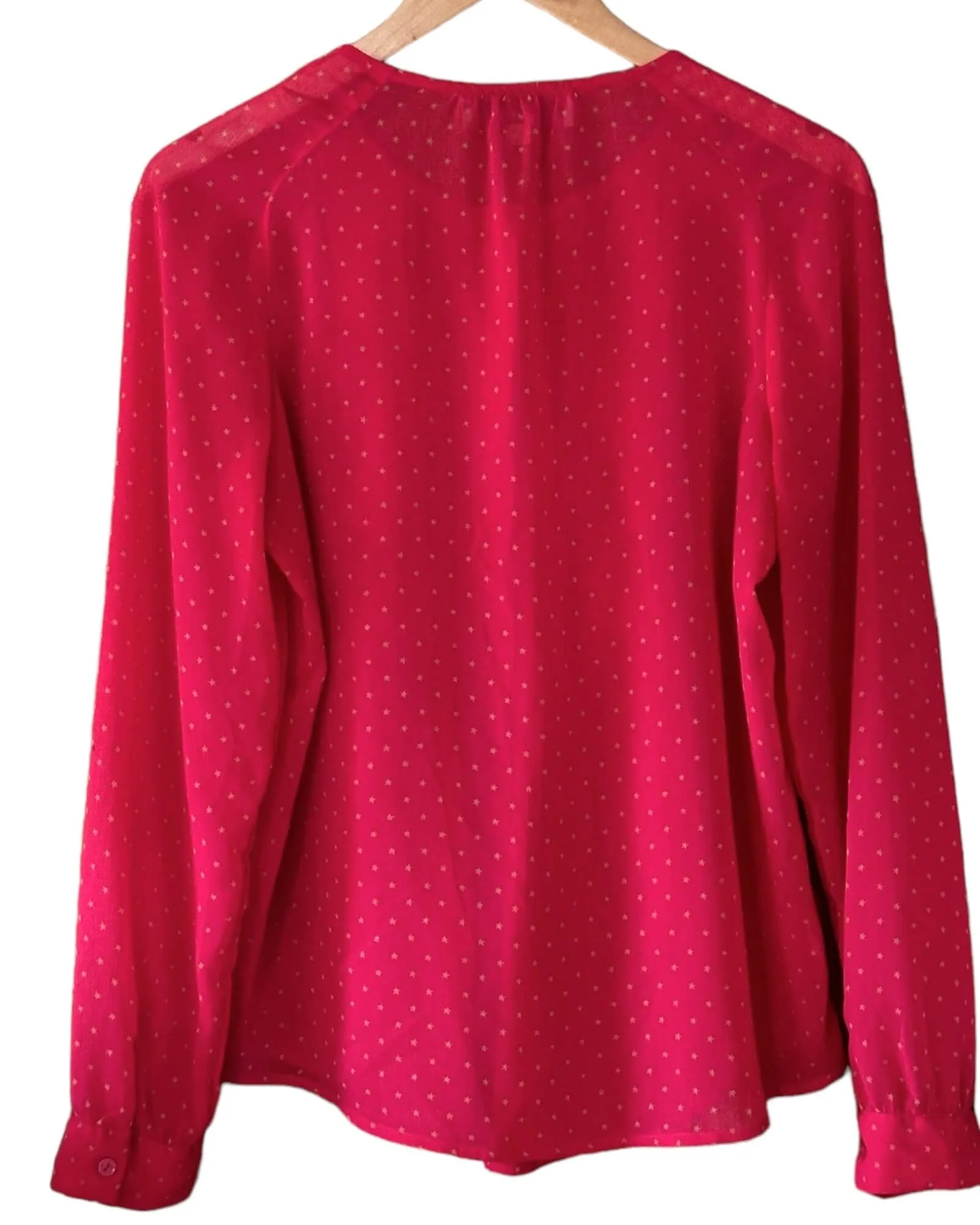 Bright Spring Star Print Ruffle Front Blouse