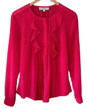 Bright Spring Star Print Ruffle Front Blouse