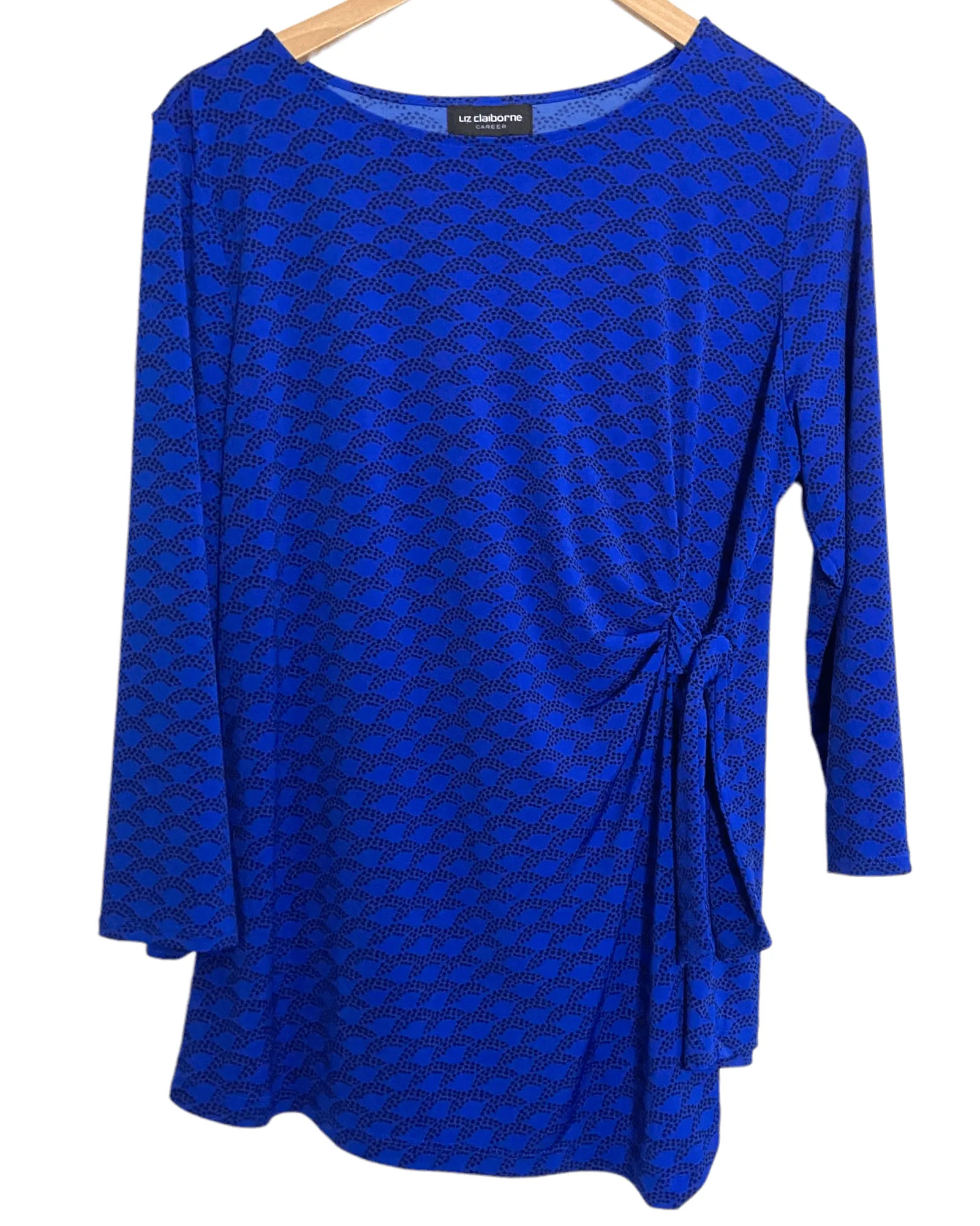 Bright Winter Azure Print Side Tie Blouse