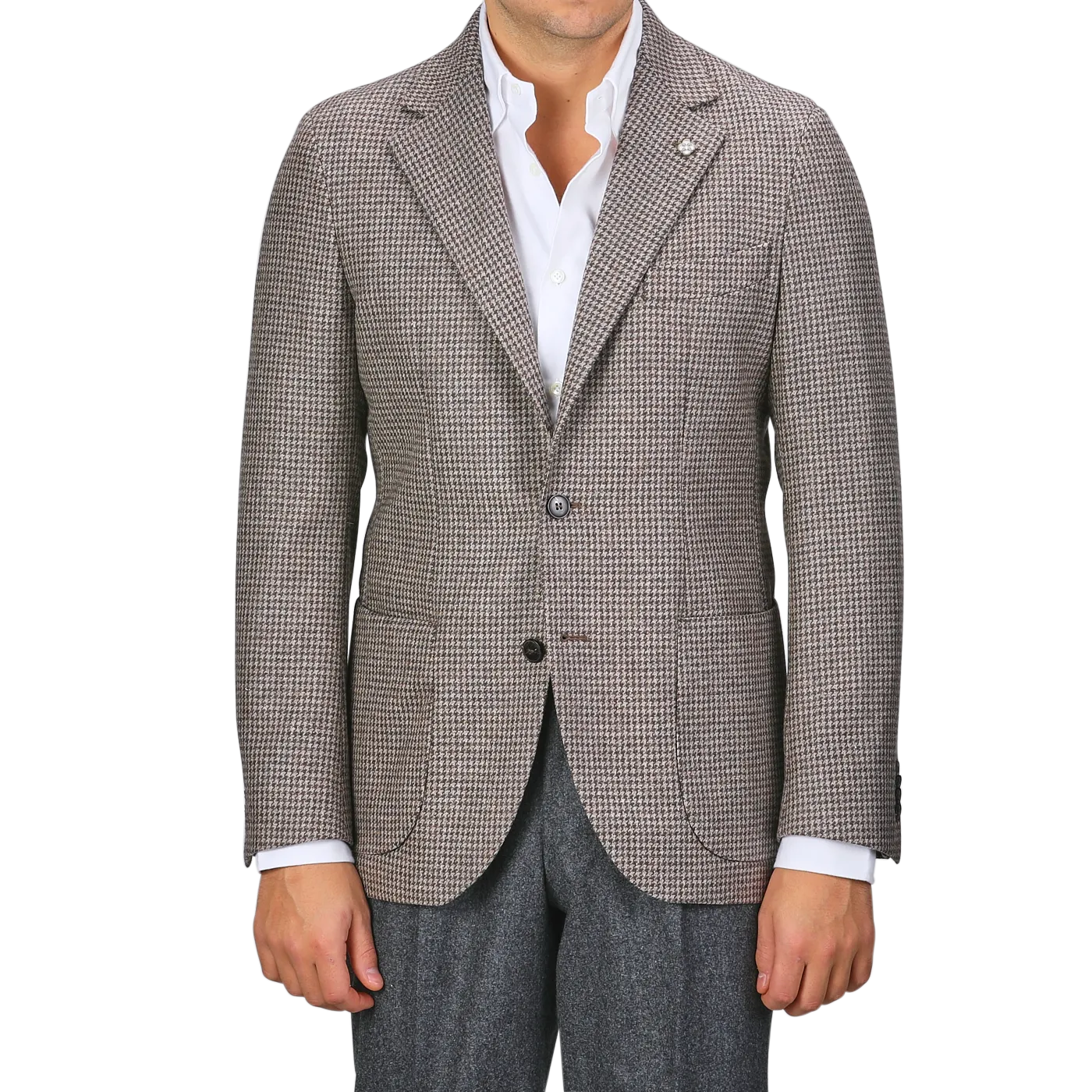 Brown Houndstooth Lambswool Blazer