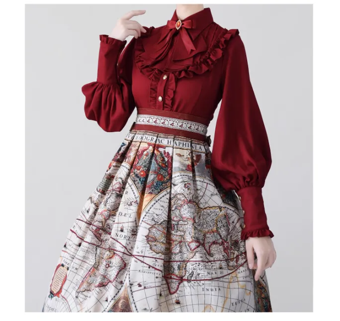 (Buyforme)Time Memory~ Elegant Lolita Slim Fit Mutton Sleeve Blouse