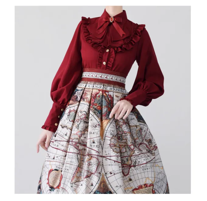 (Buyforme)Time Memory~ Elegant Lolita Slim Fit Mutton Sleeve Blouse