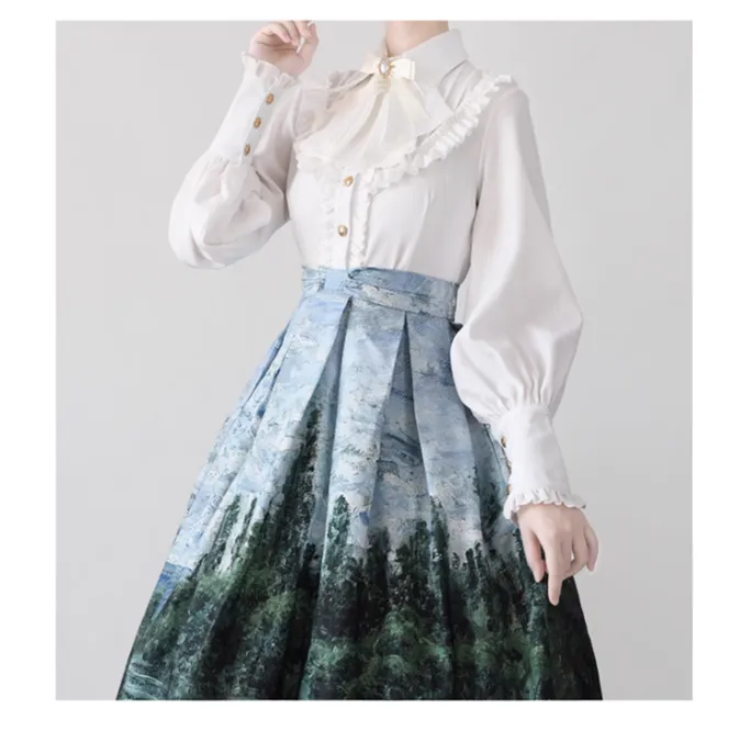 (Buyforme)Time Memory~ Elegant Lolita Slim Fit Mutton Sleeve Blouse