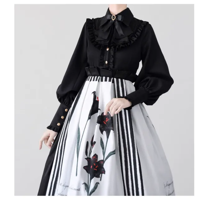 (Buyforme)Time Memory~ Elegant Lolita Slim Fit Mutton Sleeve Blouse