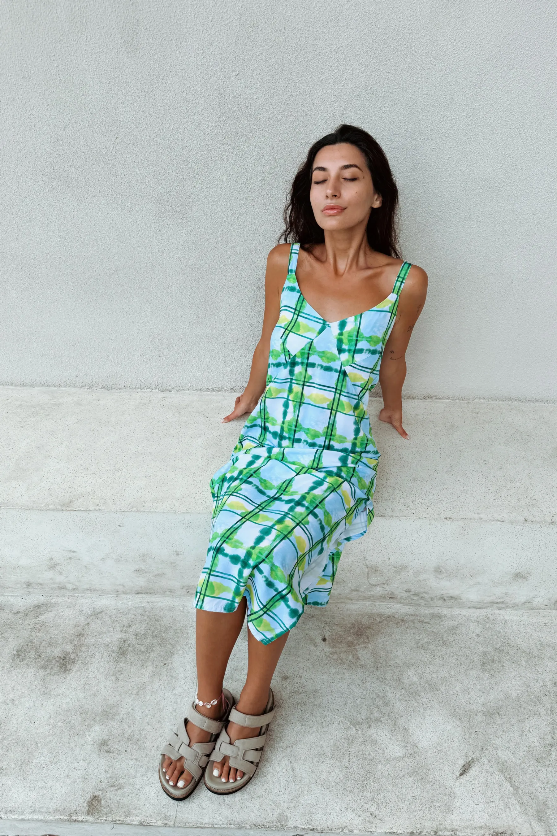 Cassis Green Midi Dress