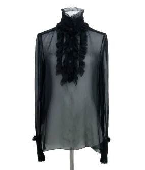 Chanel Runway Black Silk Classic Blouse