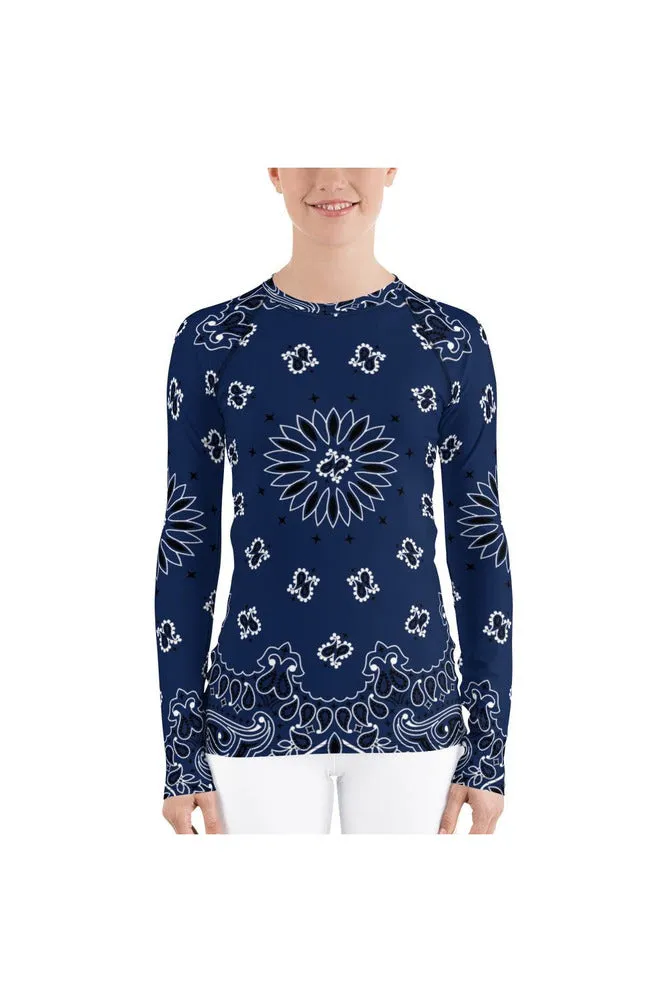 Classic Blue Bandana Women's Rash Guard