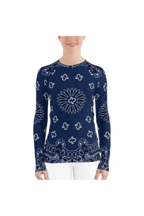 Classic Blue Bandana Women's Rash Guard