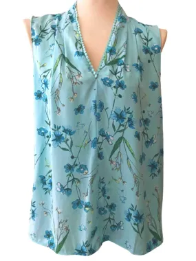 Cool Summer Sleeveless Floral Blouse