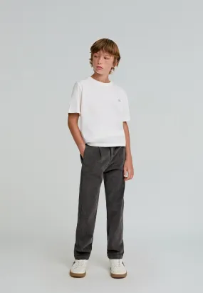 CORDUROY TROUSERS WITH ELASTICATED WAIST