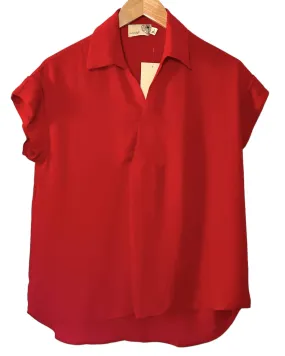 Dark Winter Currant Split-Neck Blouse