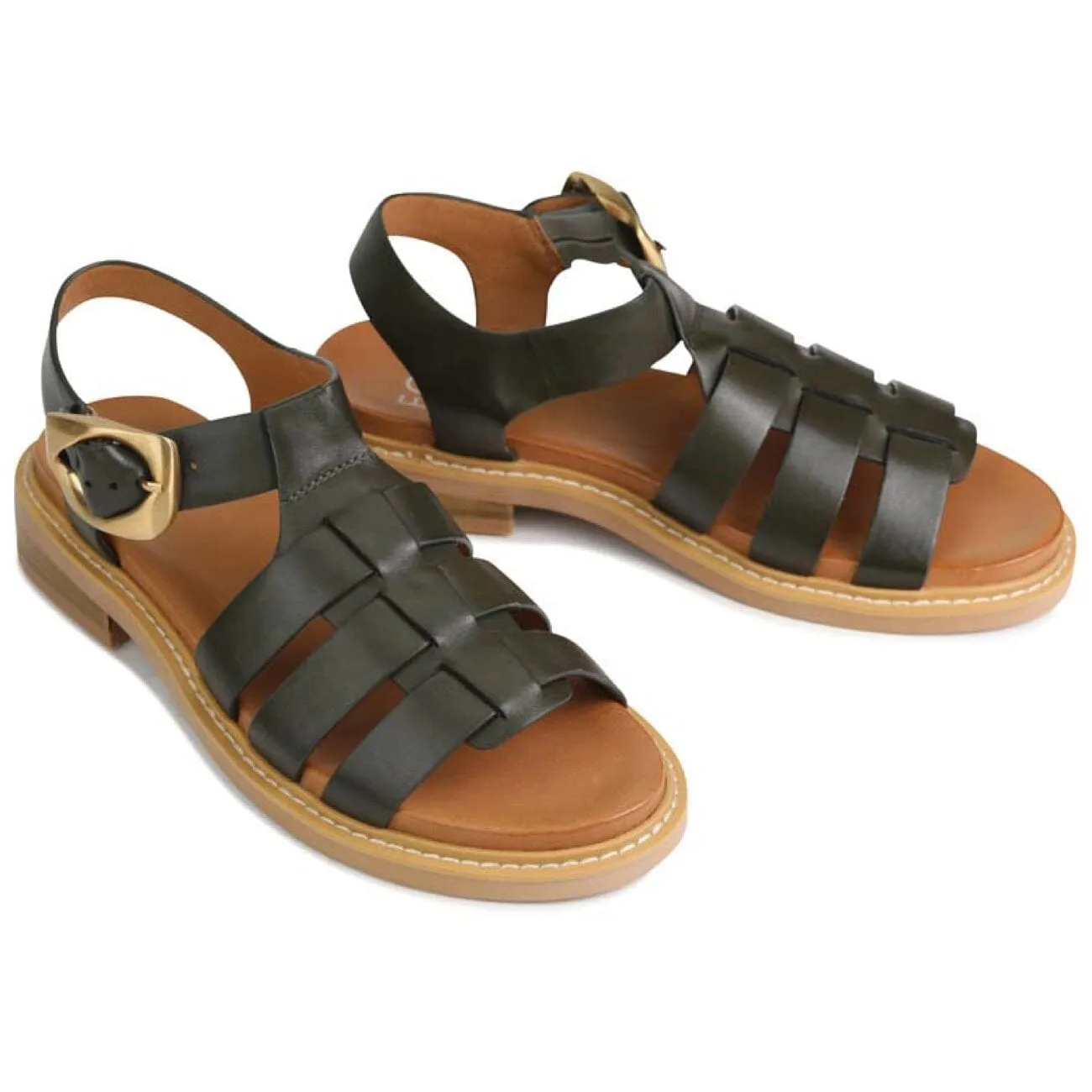 EOS Ornament Sandal Leather Dark Olive