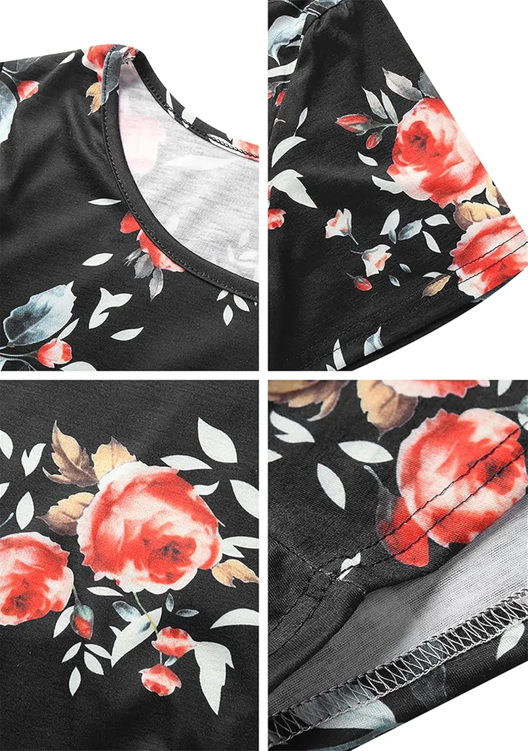 FLITAY Womens Casual Floral Simple Dress Loose Tunic T-Shirt Dress Summer Beach Flowy Dress