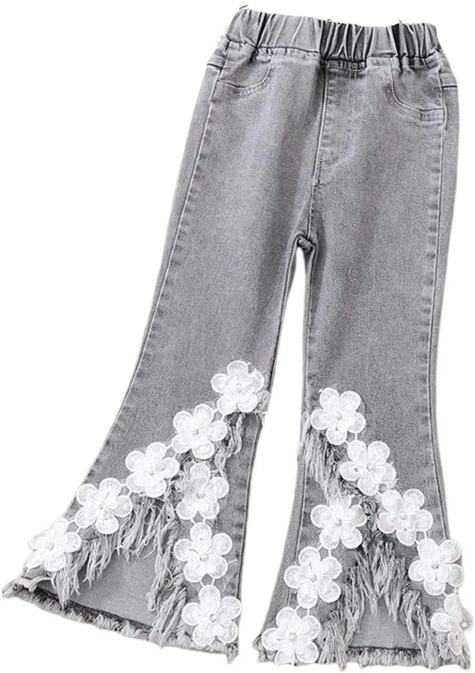Girls Bell Bottom Jeans Skinny Flared Jeans Girls Casual Flower Pants Girls Jeans