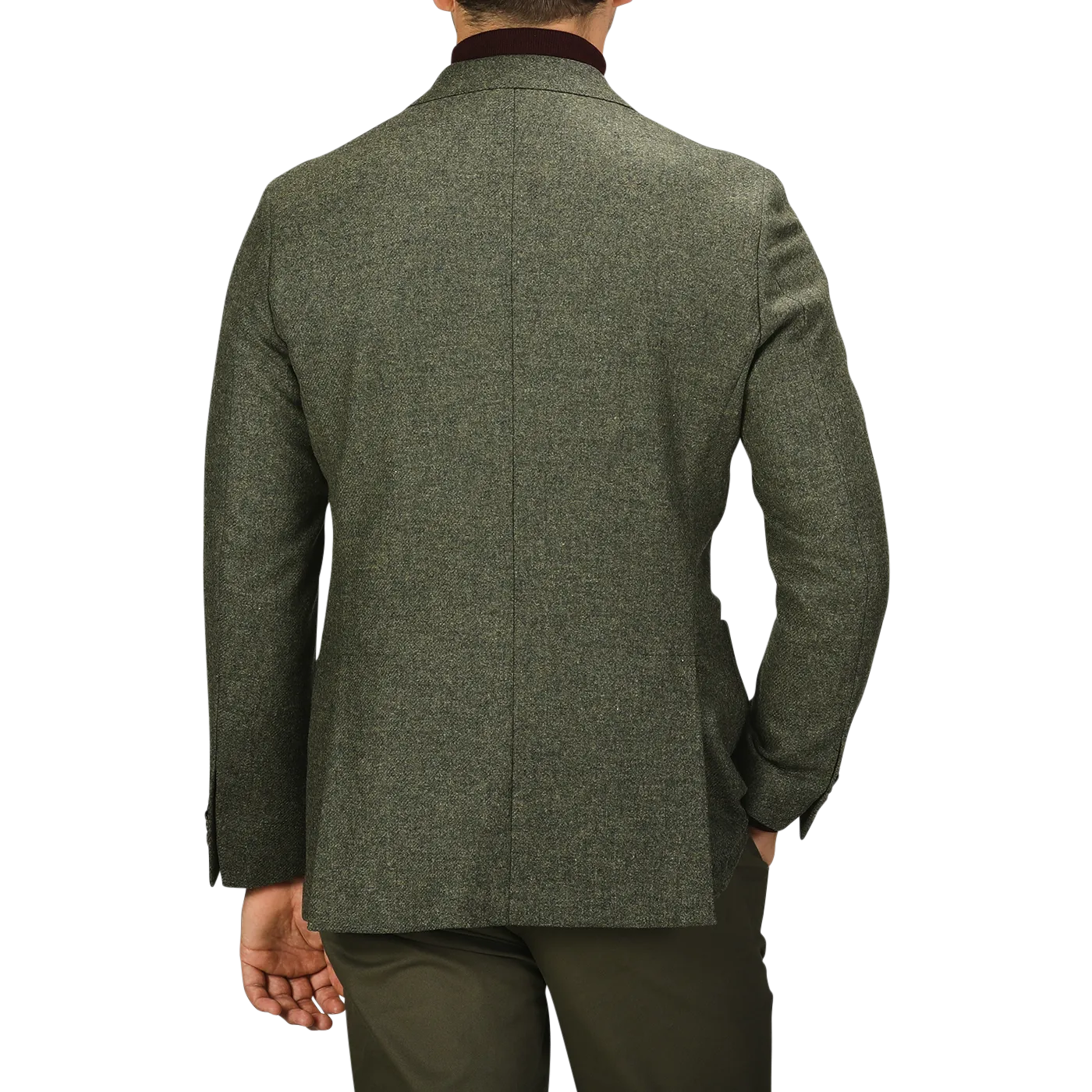 Green Melange Wool Tweed Blazer