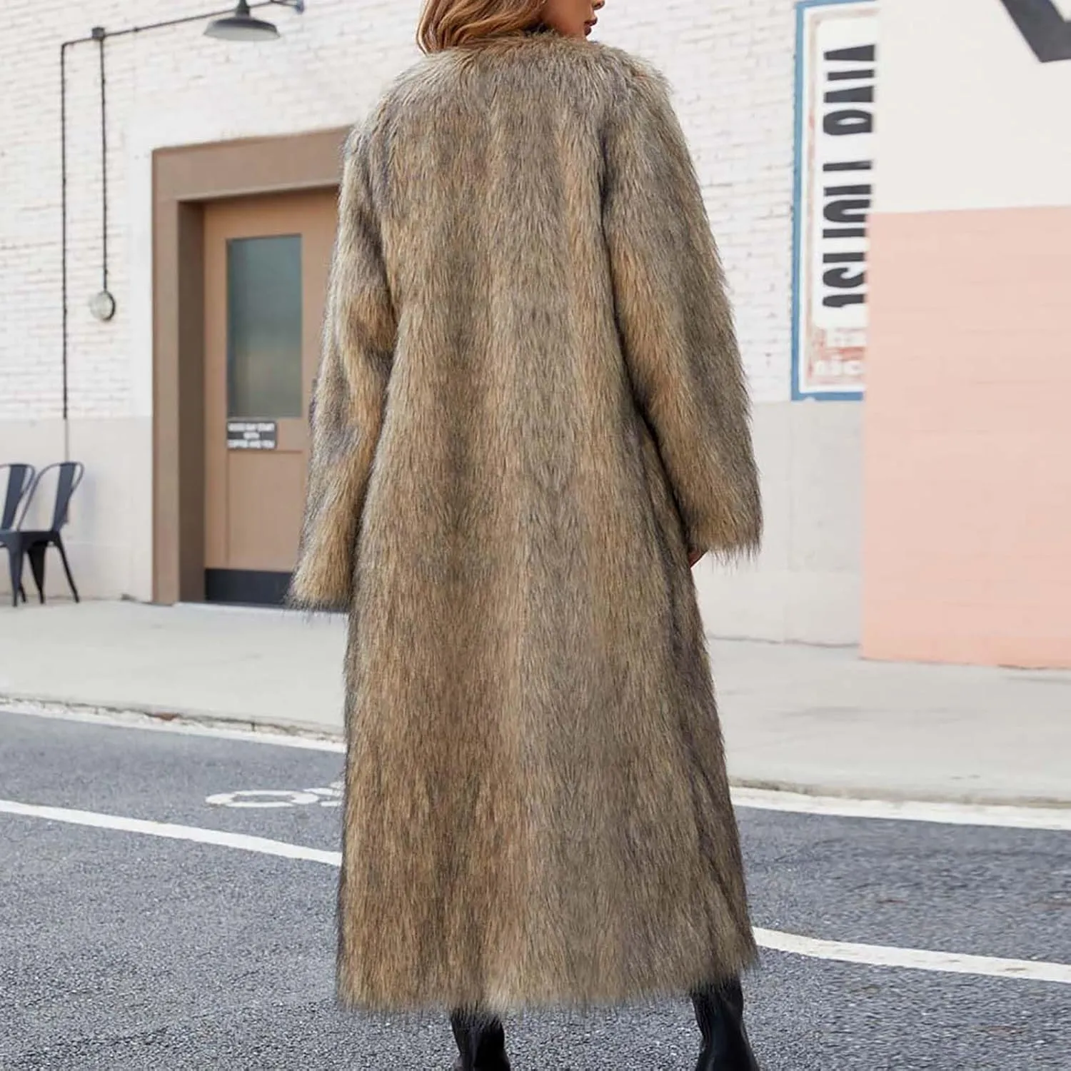 HGps8w Women's Faux Fur Winter Coats Open Front Warm Outerwear Long Cardigan Fluffy Soft Long Sleeve Overcoat Jackets