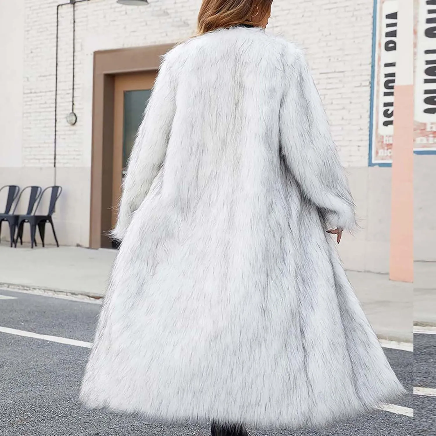 HGps8w Women's Faux Fur Winter Coats Open Front Warm Outerwear Long Cardigan Fluffy Soft Long Sleeve Overcoat Jackets