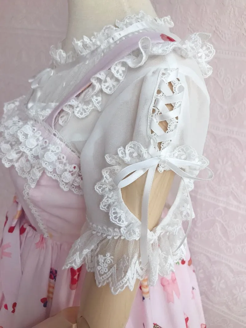 Instant Shipping! Ruffled Collar Short Sleeve With Heart Cut Outs Blouse