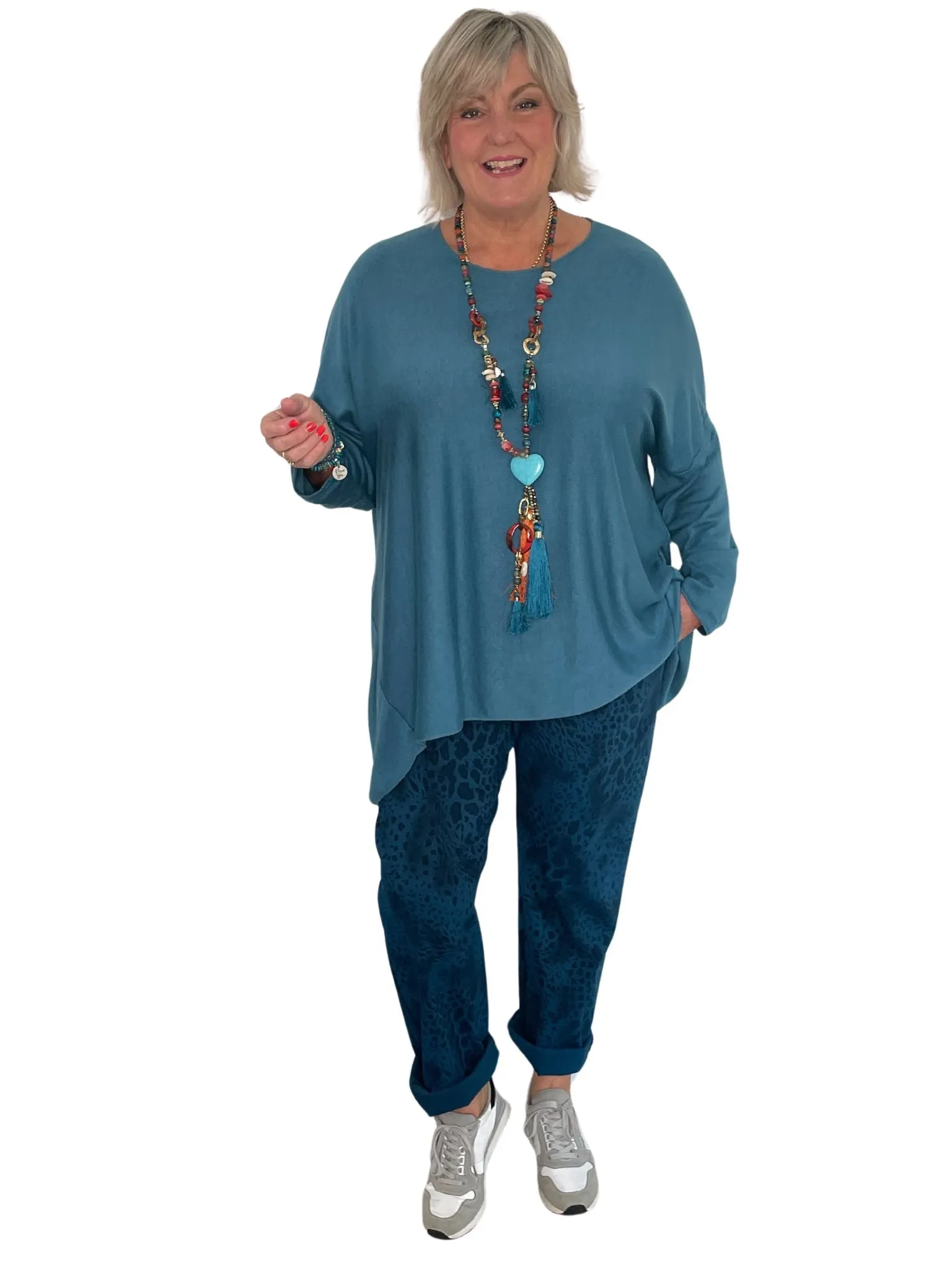 Isabella Plus Size Animal Print Comfy & Stretchy Ankle Grazer Trousers