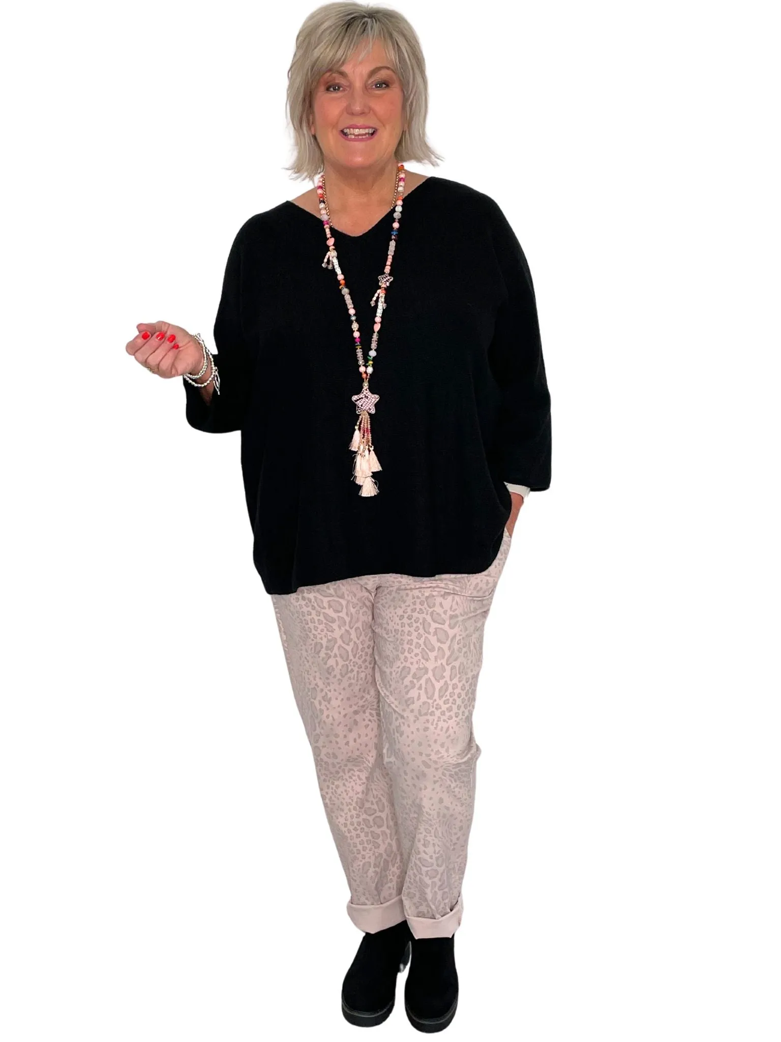 Isabella Plus Size Animal Print Comfy & Stretchy Ankle Grazer Trousers