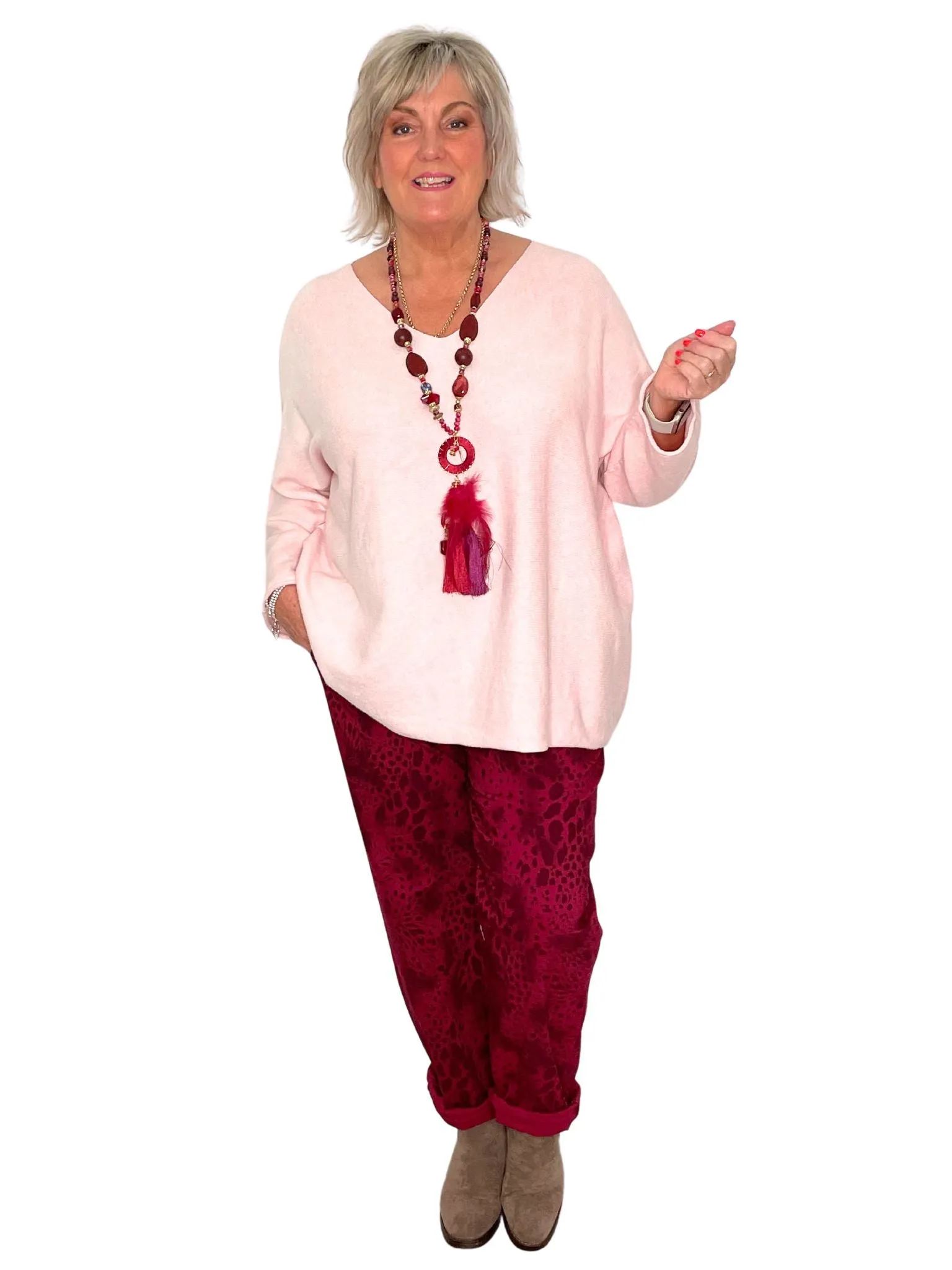 Isabella Plus Size Animal Print Comfy & Stretchy Ankle Grazer Trousers