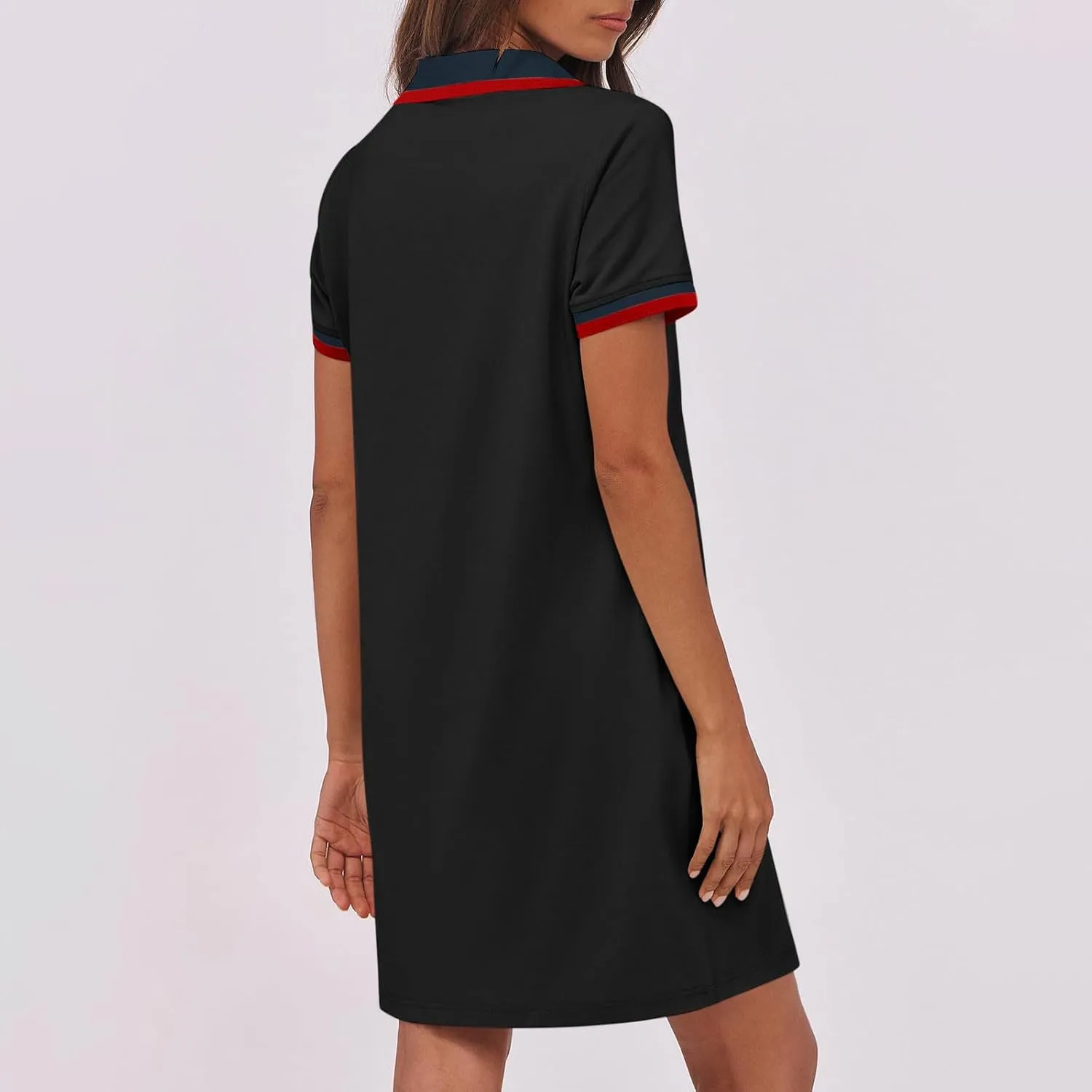 jsaierl Women Button Down V Neck Shirt Dress Summer Casual Loose Shift Dress Striped Print Sundress Golf Dress with Pocket