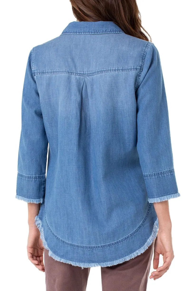 Liverpool Fray Hem Button Up Shirt
