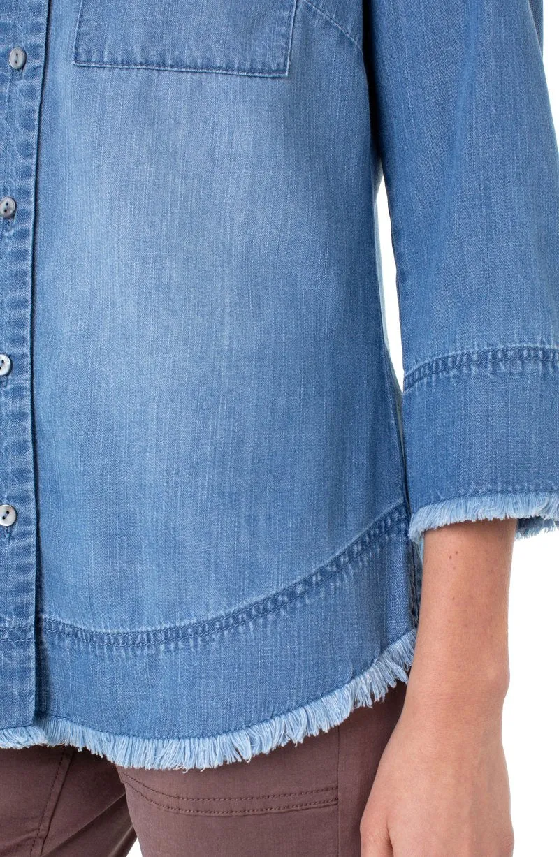 Liverpool Fray Hem Button Up Shirt