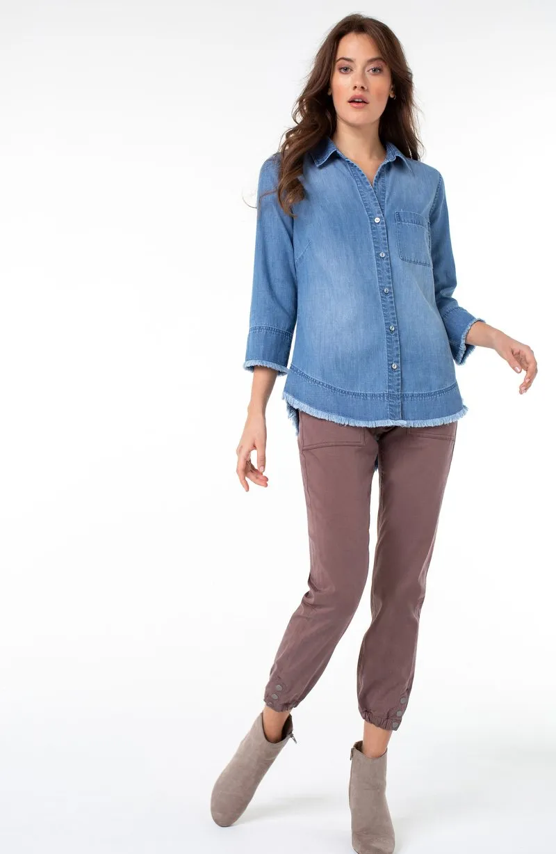 Liverpool Fray Hem Button Up Shirt
