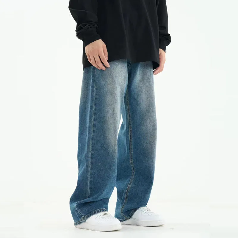 Loose Style Straight Washed Jeans