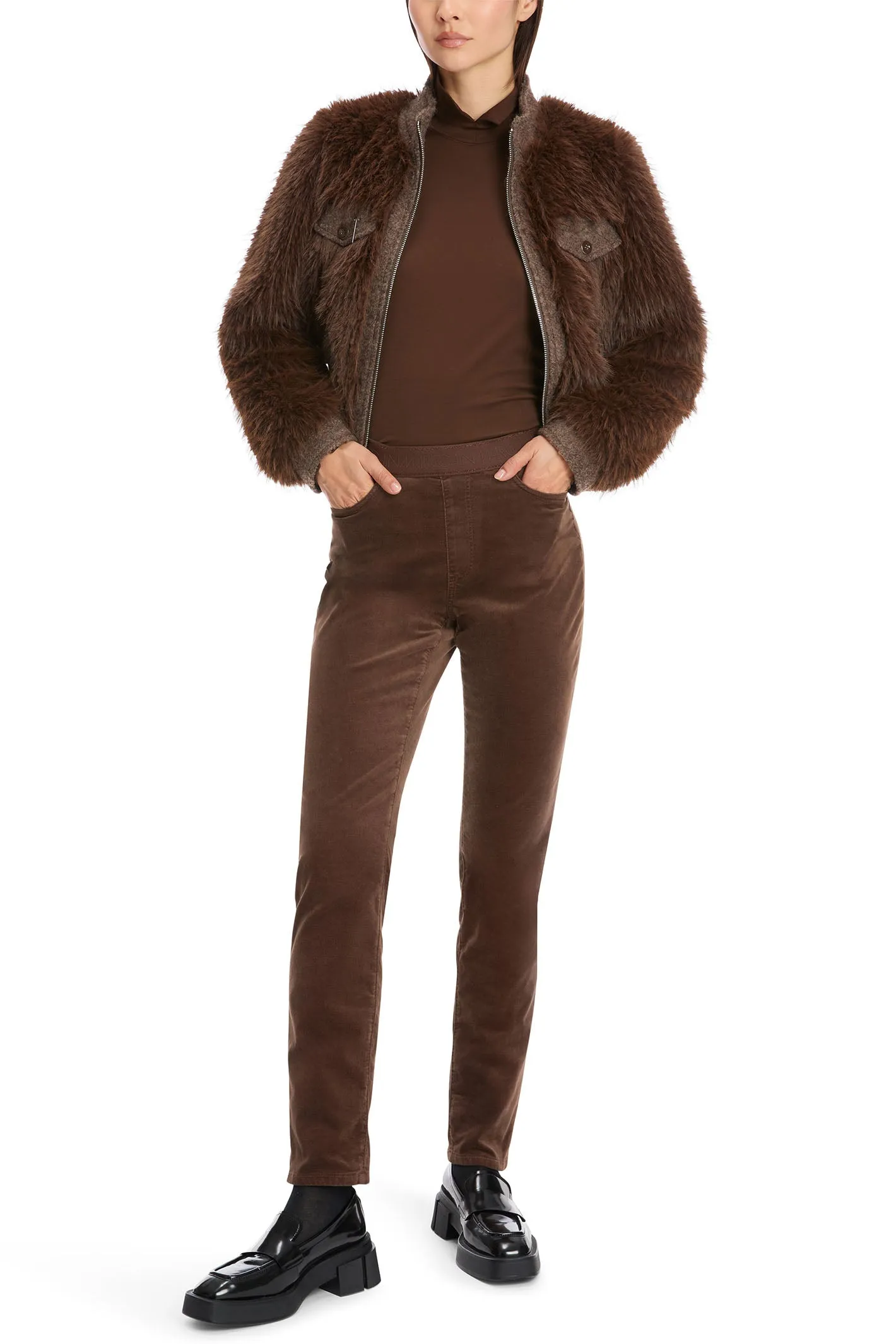 Marc Cain Collection Trousers Pull-On Velvet Deep Wood Brown XC 81.31 W48 691