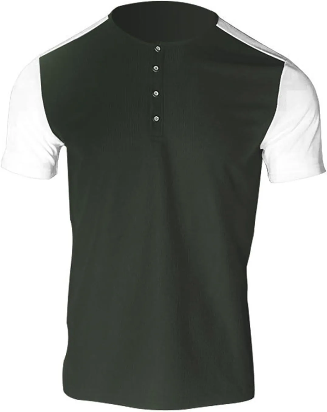 Men's Color Block Waffle Knit Henley Shirt Short Sleeve Button Down Round Neck Vacation Wear Breathable Holiday Stylish Top