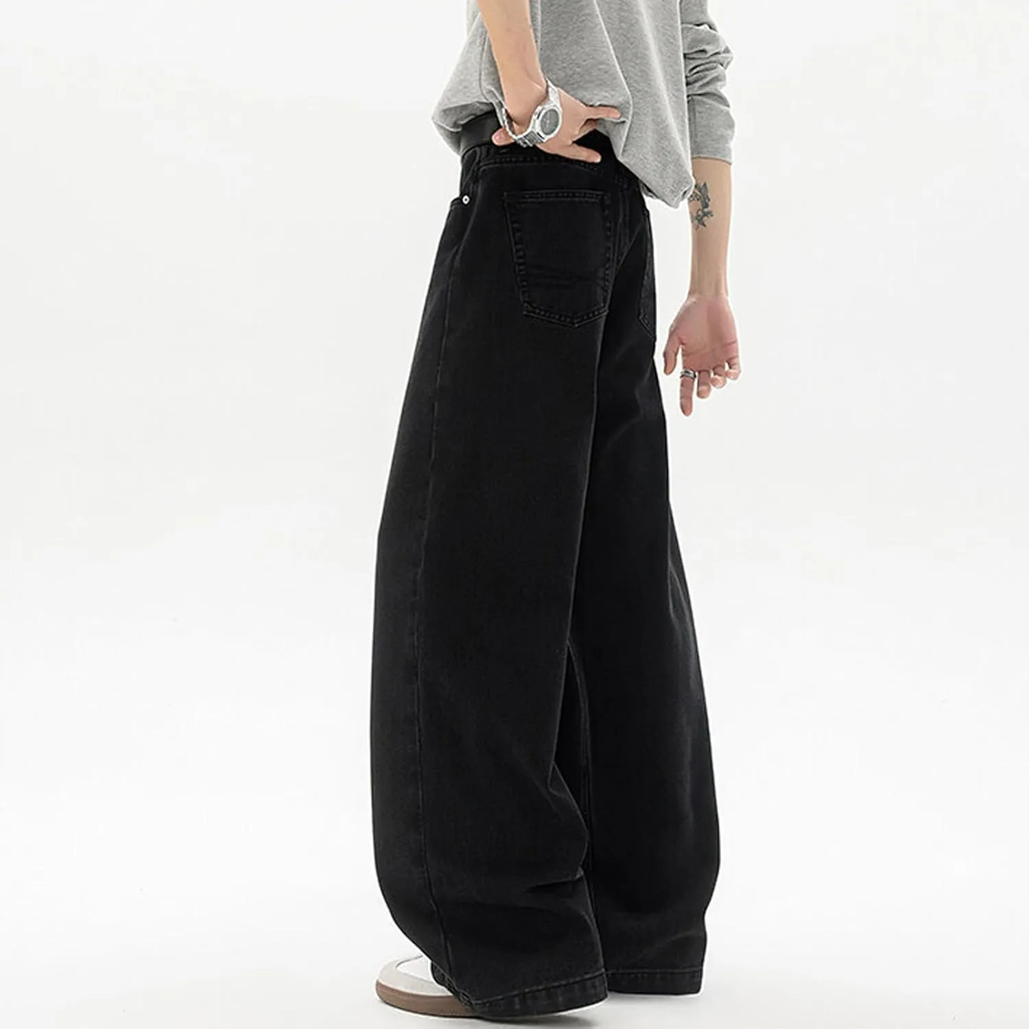 Men's Hip Hop Baggy Jeans Casual Wide Leg Streetwear Jeans Y2K Vintage Skateboard Loose Fit Denim Jeans