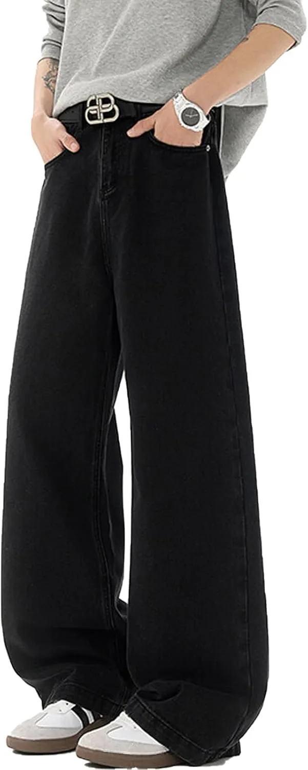 Men's Hip Hop Baggy Jeans Casual Wide Leg Streetwear Jeans Y2K Vintage Skateboard Loose Fit Denim Jeans