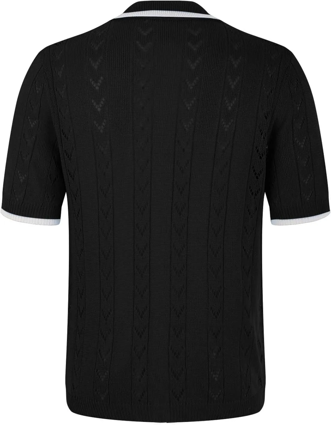 Men's Knit Openwork Shirt Button Down Short Sleeve Casual Top Breathable Solid Color Lapel Summer Holiday Loose Fit Beachwear