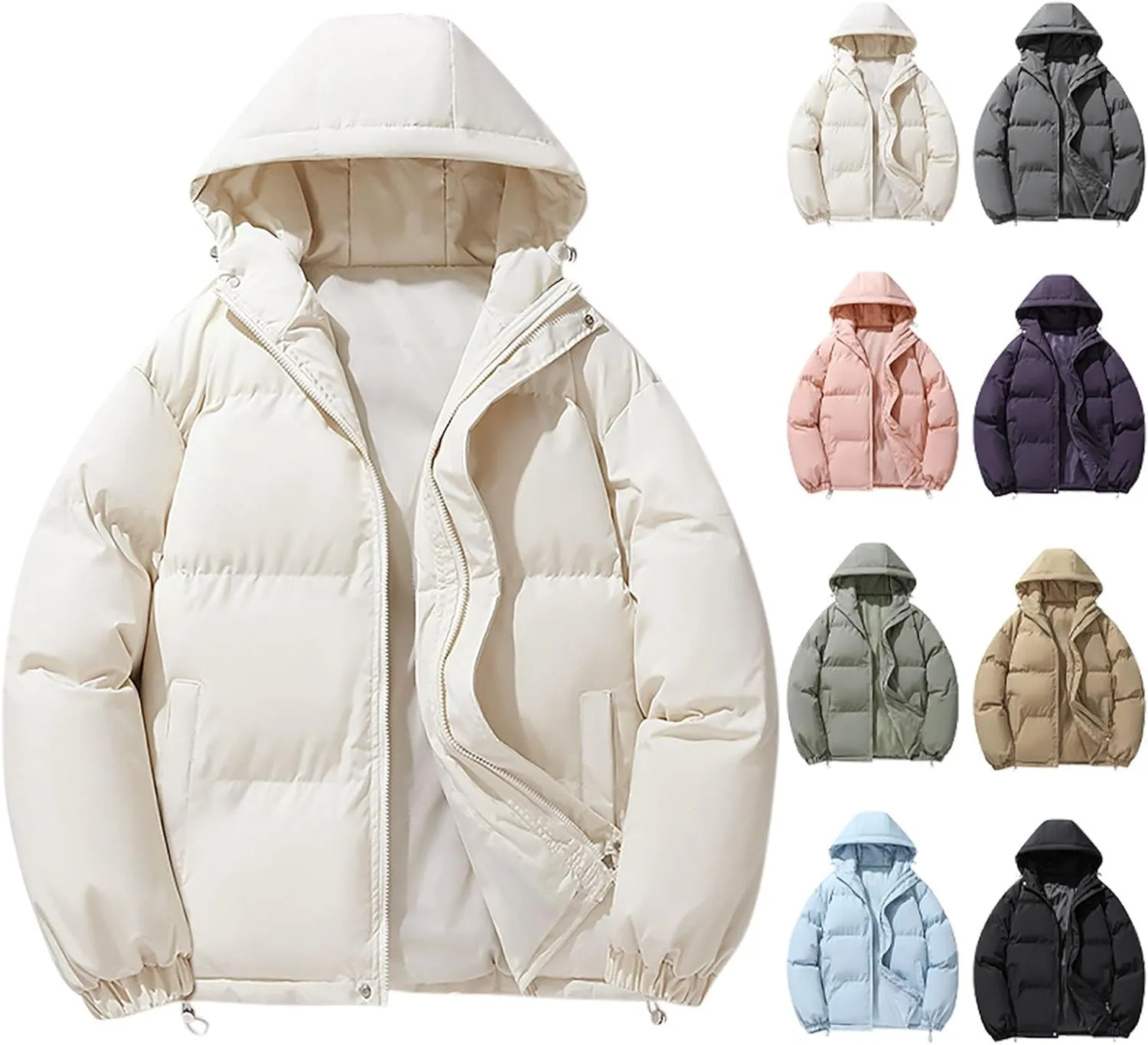 Mens Lightweight Packable Puffer Jacket Casual Solid Hooded Windproof Winter Coats Winter Warm Thicken Down Jackets