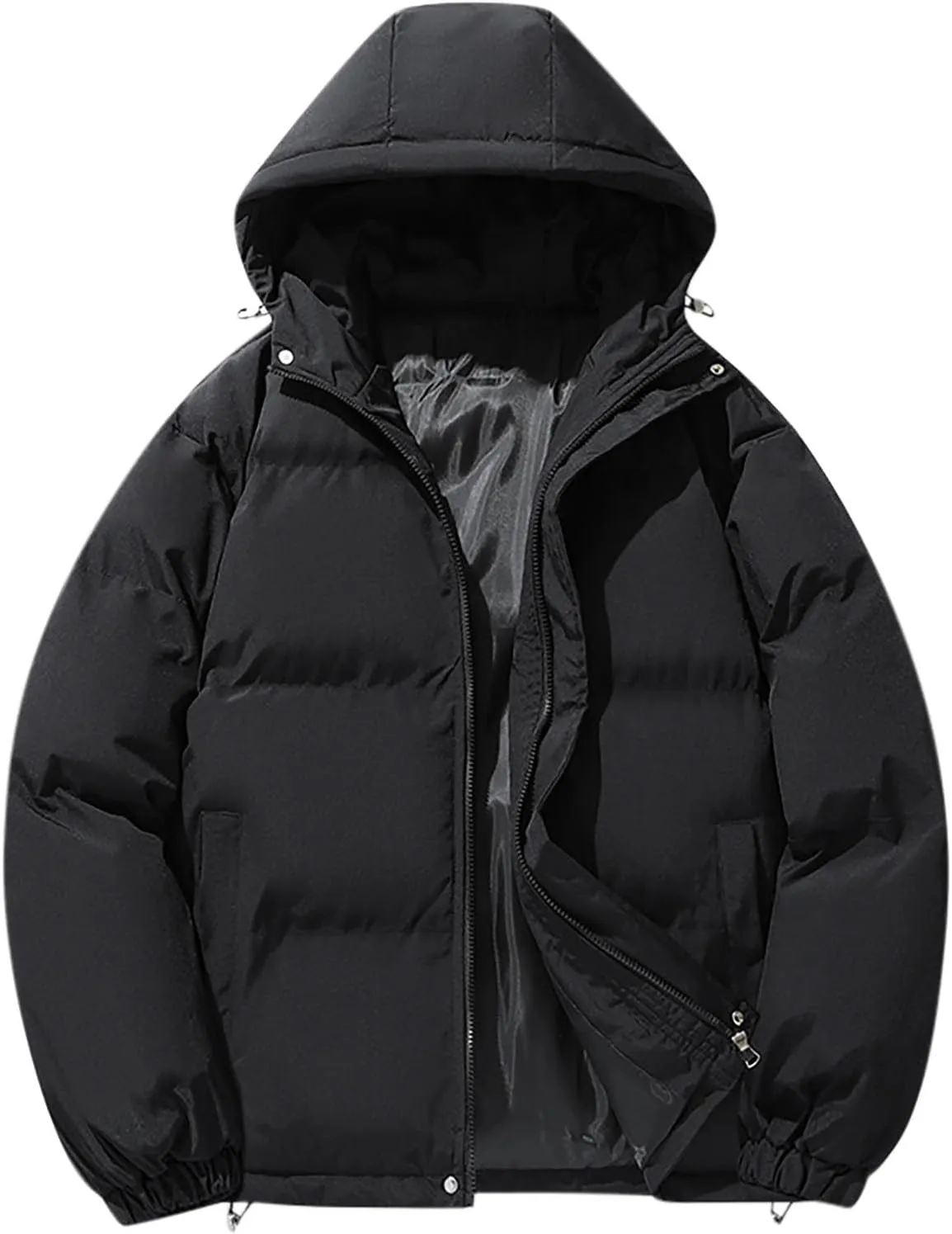 Mens Lightweight Packable Puffer Jacket Casual Solid Hooded Windproof Winter Coats Winter Warm Thicken Down Jackets