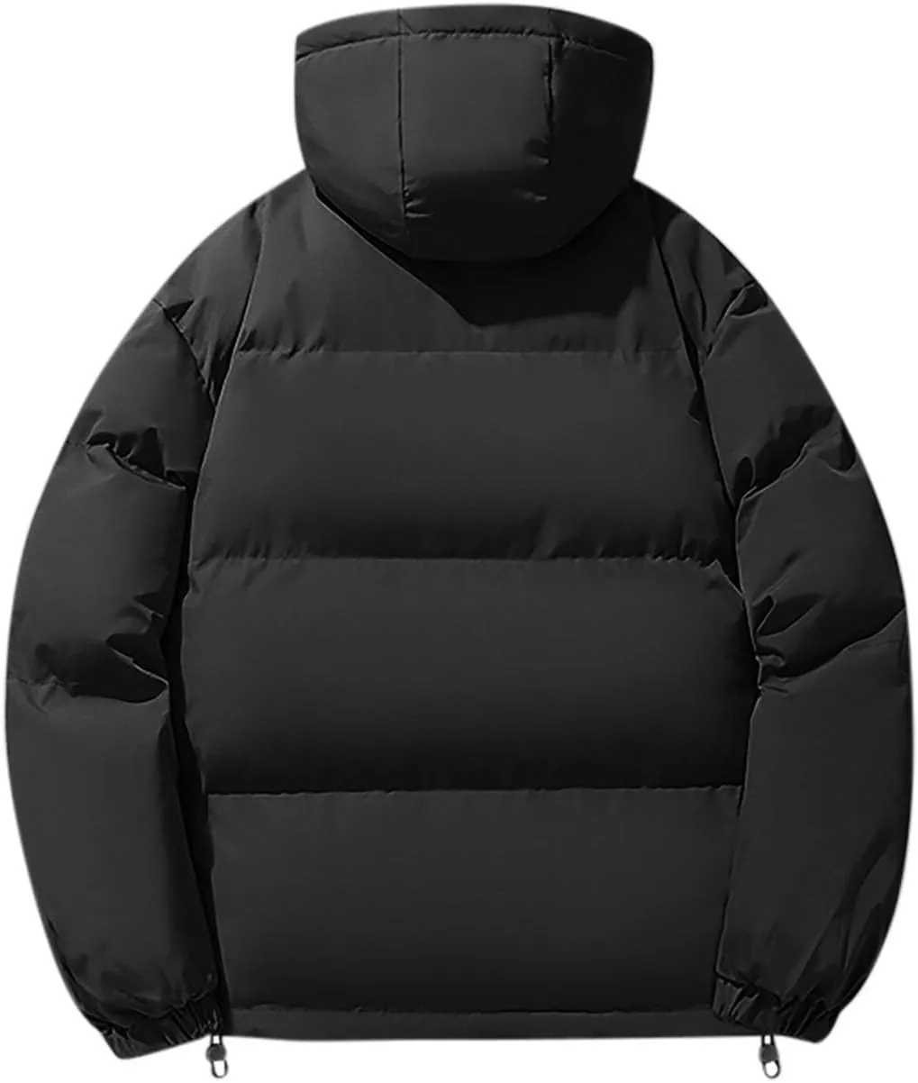 Mens Lightweight Packable Puffer Jacket Casual Solid Hooded Windproof Winter Coats Winter Warm Thicken Down Jackets