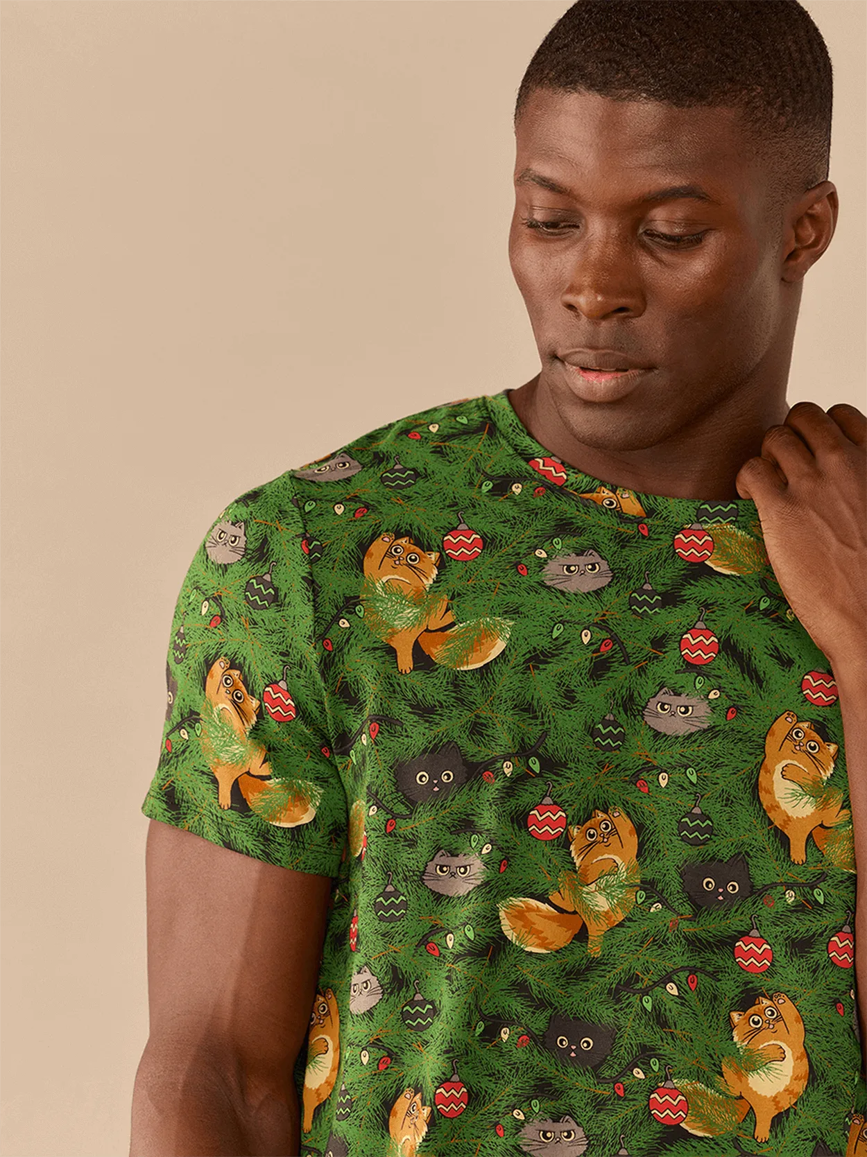 Men's Modal Crew Tee | Meowy Christmas