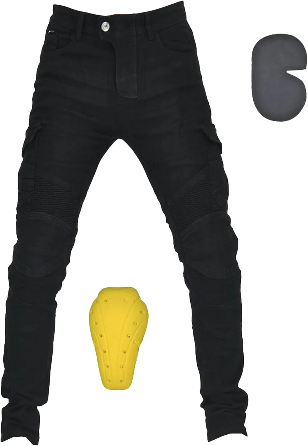 Men's Stretch Multi-Pocket Biker Jeans Slim Fit Vintage Denim Jeans Straight Leg Skinny Casual Cargo Jeans